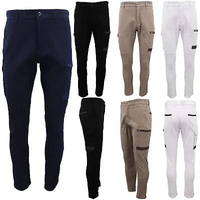 Men's Cotton Drill Cargo Work Pants UPF 50+ 13 Pockets Tradies Workwear Trousers • $34.95