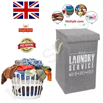 Laundry Basket Dirty Washing Clothes Storage Folding Bin Bag Hamper With Lid • £12.99