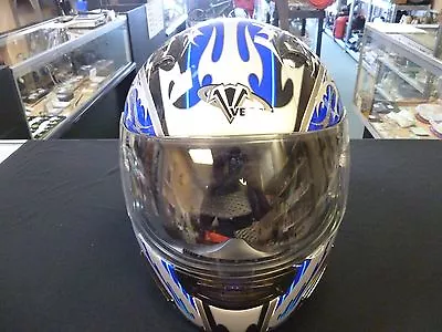 Snell Approved Fiberglass Vega Mach 1 Full Face Helmet Blue-white Small • $64.95