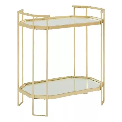 Pemberly Row Contemporary 26  Metal Accent Table With Mirrors In Gold • $120.83