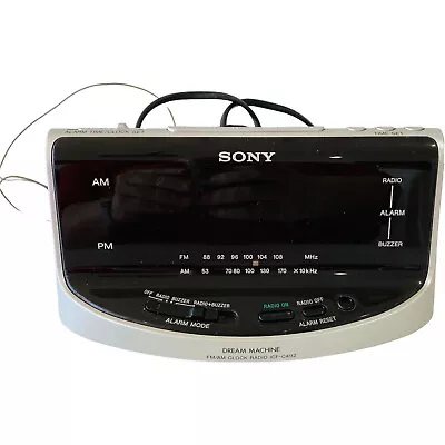 Vintage Sony Dream Machine FM/AM Clock Radio ICF-C492 Dual Alarm Clock Silver • $44.99