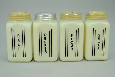 McKee Custard Vertical Line 4-Piece Range Set. Salt Pepper Flour Sugar. • $180