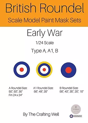 Scale Model Paint Masks - British Roundel Early WW2 1:72 1:48 1:32 1:24 • £28.50