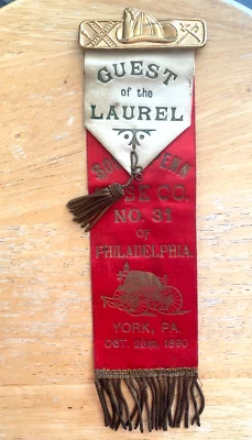 $24.95 • Buy Rare 1890 PHILADELPHIA FIRE DEPARTMENT SOUTH PENN HOSE CO. 31 SOUVENIR RIBBON
