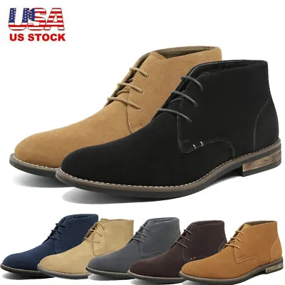 Men's Suede Leather Chukka Boots Lace Up Oxfords Dress Casual Shoes Ankle Shoes • $28.79