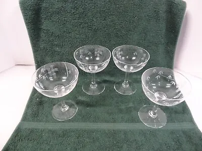 Vintage Set 4 Sasaki BAMBOO Etched 4-1/4  Wine Glass Noritake Mid Century MCM • $19.93