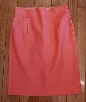 J. Crew Pencil Skirt Melon  Cotton Blend Straight Knee Length Sz 0 Pockets • $15.28