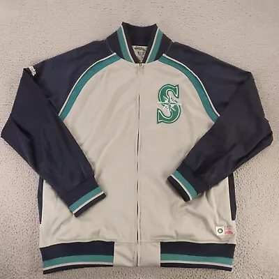 Seattle Mariners Jacket Mens 2XL Gray Polyester Varsity Full Zip Chenille Logo • $55.77