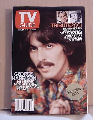 TV Guide Dec 29 2001-Jan 4 2002  George Harrison DALE EVANS TRIBUTE Beatles • $5