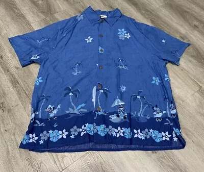 Disney Hawaiian Aloha Shirt Mickey Minnie Goofy Donald Island Vacation Rayon • $4.99