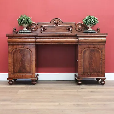 $1695 • Buy Antique English Mahogany Sideboard Antique Inverted Twin Pedestal Sideboard