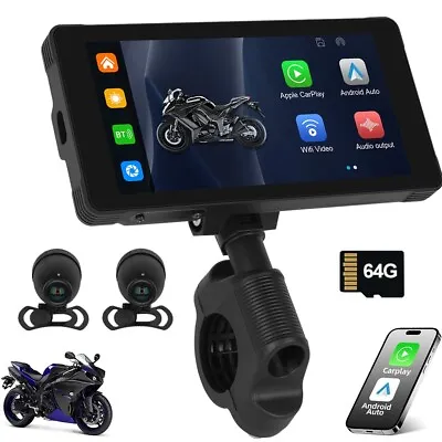 5.5  Touch Screen Portable Motorcycle GPS Navigator CarPlay DVR Camera +Free 64G • $159.99