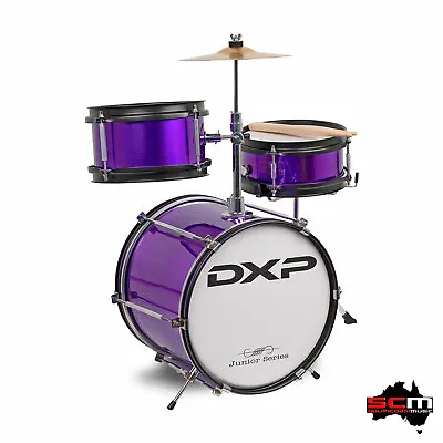 Quality Junior 3 Piece Drum Set DXP TXJ3PL Metallic Purple With Cymbal & Sticks • $249