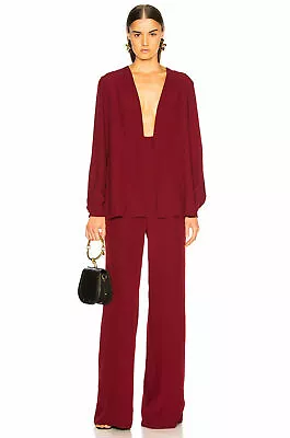 $179.99 • Buy STAUD RED GARNET CATCH OPEN FRONT PLUNGING NECK BLAZER TOPPER JUMPSUIT Sz 0