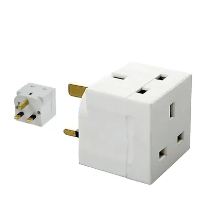 2 Way 3 Pin Adaptor Socket 13 Amp Double Socket Household Multi Plug Adapter Uk • £4.60