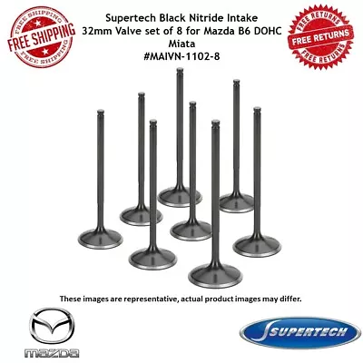 Supertech Black Nitride Intake Valve Set Of 8 - 105.35mm For Mazda B6 DOHC Miata • $159.14