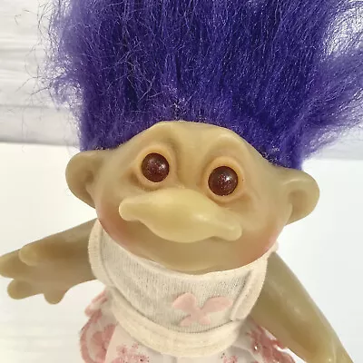 DAM Troll 1986 Tennis Dress Purple Hair 5” Pink Eyes • £5