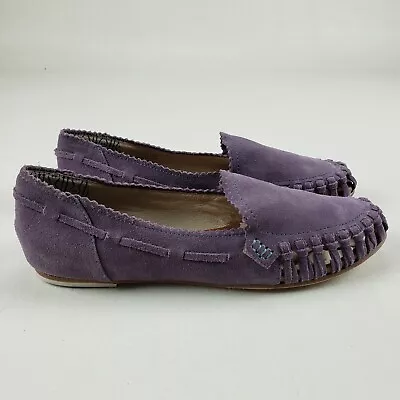 Matt Bernson Mezcal Suede Flats Purple Womens 8 Leather Slip On Braided Loafers • $16