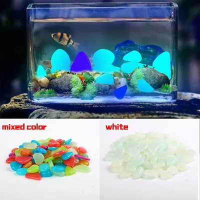 £3.99 • Buy 300X Glow In The Dark Pebbles Luminous Stones Garden Walkaway Aquarium Fish Tank