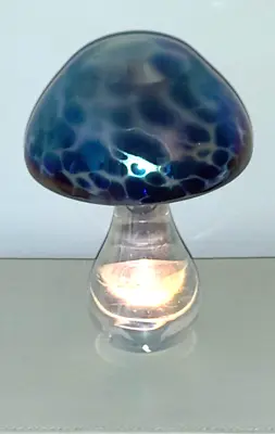 £42 • Buy Heron Glass Giant Azure Mushroom 17 Cm Tall - Gift Box - Handmade In Cumbria UK