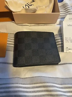 Authentic Louis Vuitton Damier Graphite Coated Canvas Bifold Mens Wallet • $350