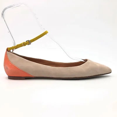 Madewell 1937 City Skimmer Ivory Suede Pointed Ankle Strap Ballet Flat Women 11 • $35.54