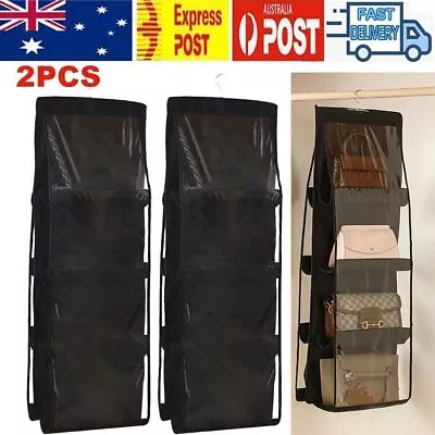 2X 8 Pocket Double-sided Handbag Storage Bag Holder Hanging Organizer Shelf AU • $18.23