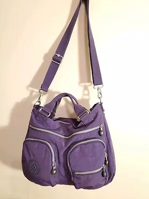 £48.69 • Buy Kipling Erasto Large Nylon Travel Crossbody Shoulder Purple Bag Grey Lined