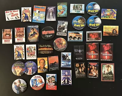 37 Pin Lot DVD / Video Movie Promo Pinbacks Tron Sopranos Harry Potter Grease • $24.99