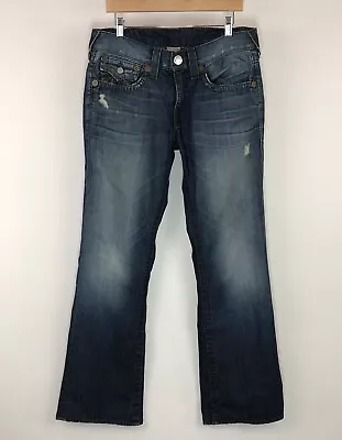 True Religion Rainbow Billy Boot Cut Jeans Mens 34 X 32 Distressed USA Made • $44.99
