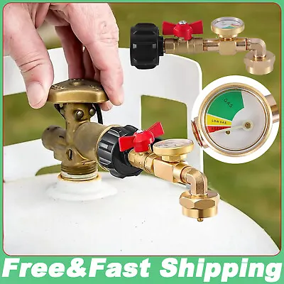 Propane Refill Adapter W/ON-Off Valve And Gauge Fill 1Lb Bottle From 20Lb Tank • $17.79
