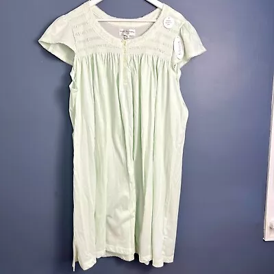 NWT Miss Elaine Short Sleeve Knee Length Nightgown SZ 2X Light Green Cotton Poly • $42