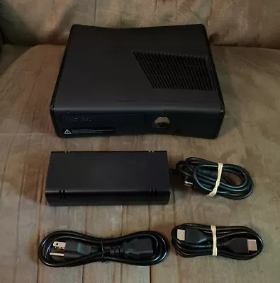 Official Microsoft Xbox 360 S Black Slim Console & Wires! ~ Works Great! ~ LQQK • $99.99