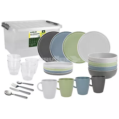 BRUNNER Melamine Tableware Set Dolomit Mixed Colours Caravan Camping Plate Bowl • £144.99