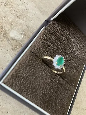 9ct Gold Emerald And Diamond Ring • £130