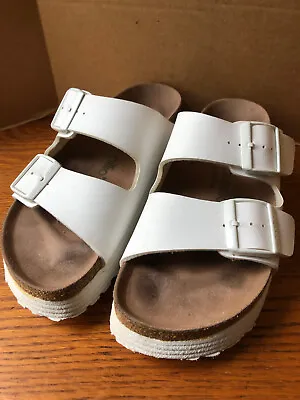 $49.99 • Buy Birkenstock Papillio Arizona Platform Vegan Sandals In White Size 37