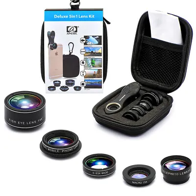 APEXEL Cell Phone Camera Lens Kit Macro & Fish Eye & Wide For IPhone Smartphone • £15.99