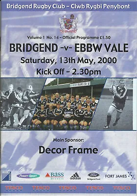 Bridgend v Ebbw Vale 13 May 2000 RUGBY PROGRAMME • £3.89