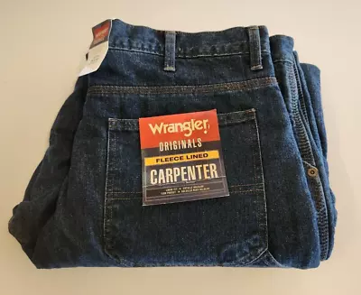 Wrangler Mens Fleece Lined Denim Carpenter Pants 34 X 32 • $39.99