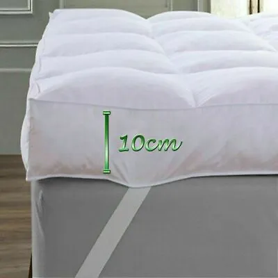 Hotel Quality Microfiber Mattress Topper 4  Inch Deep Luxury Soft All Sizes 10cm • £20.99