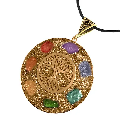 $18.98 • Buy Orgone Sacred Geometry Pendant  Tree Of Life 7 Chakra Gemstone Necklace Orgonite