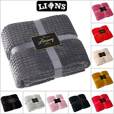 £17.49 • Buy Extra Large Wave Throw Warm Faux Fur Fleece Travel Blanket Sofa Bed Chair Settee