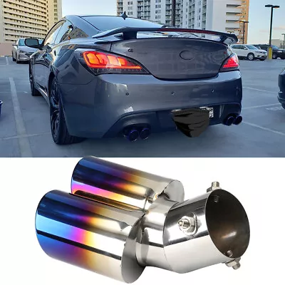 For Hyundai Genesis Elantra Dual Exhaust Pipe Tail Muffler Tip Roasted Blue Bend • $19.98