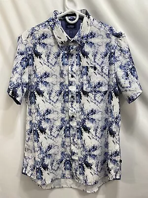 7 Diamonds Krakn Remix 4-Way Stretch Size M Blue Short Sleeve Woven Men’s Shirt • $25