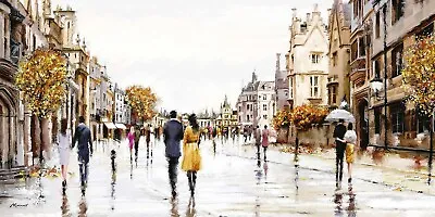 Richard Macneil - Street After Rain - 50 X 100cm Canvas Print Wall Art WDC93369 • $74.54