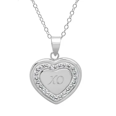 Sterling Silver Crystal X-O In Heart Pendant With Swarovski Elements • $15.99