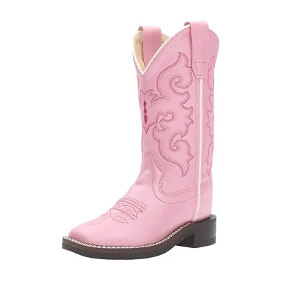 OLD WEST Girl's VB9120 Western Leatherette Square Toe Cowgirl Pink Boots Sizes • $43.81