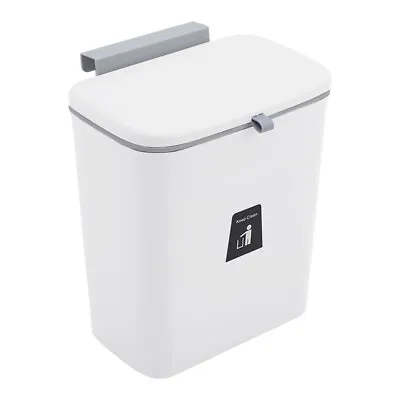 9l Wall Mount Waste Bin Kitchen Cabinet Door Cupboard Hanging Trash Can With Lid • £9.95