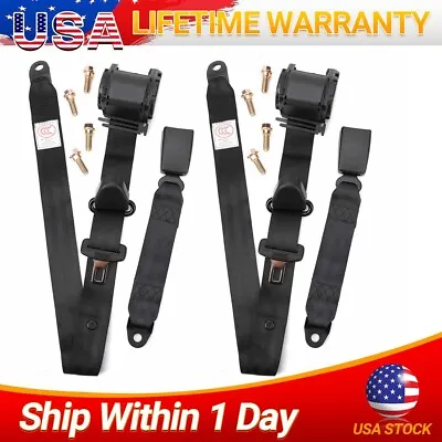 2Set Retractable 3 Point Safety Seat Belt Straps Car Vehicle Adjustable Belt Kit • $45.59