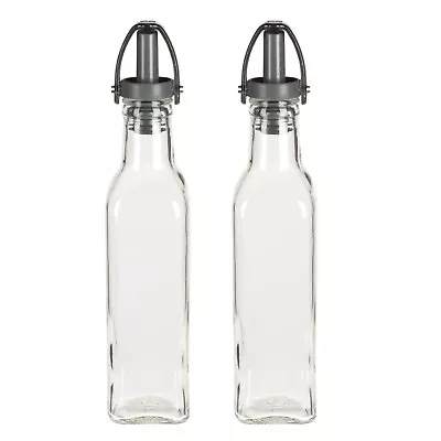 Olive Oil Bottle Pourer Glass Vinegar Dressing Drizzler Dispenser Tapor 250ml X2 • £7.99